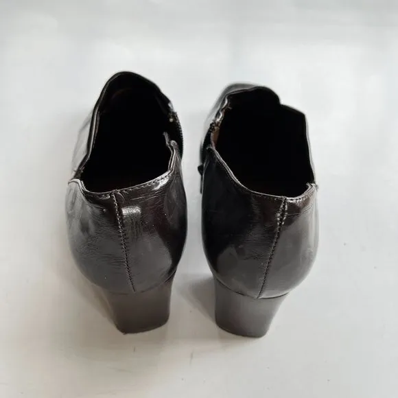 Franco Sarto Remo Heeled‎ Square Toe Brown Leather Zip Pumps Shoes Womens… - Image 3