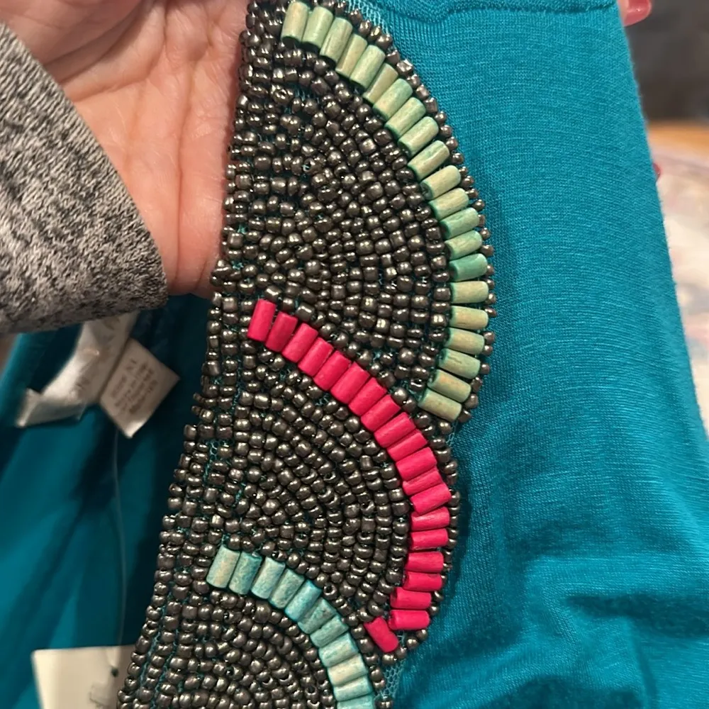 BOSTON PROPER EMBELLISHED BEADED V-NECK BERMUDA BAY SLEEVELESS DRESS COVERUP XL - Image 6