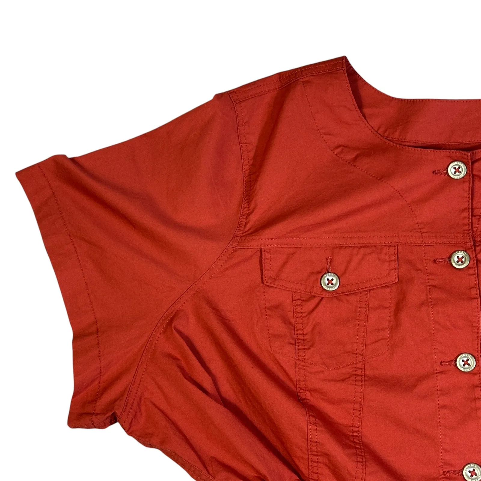 NWT Torrid Poplin Collarless Bolero Jacket Women's 5X Red Cotton Button Front - Image 4