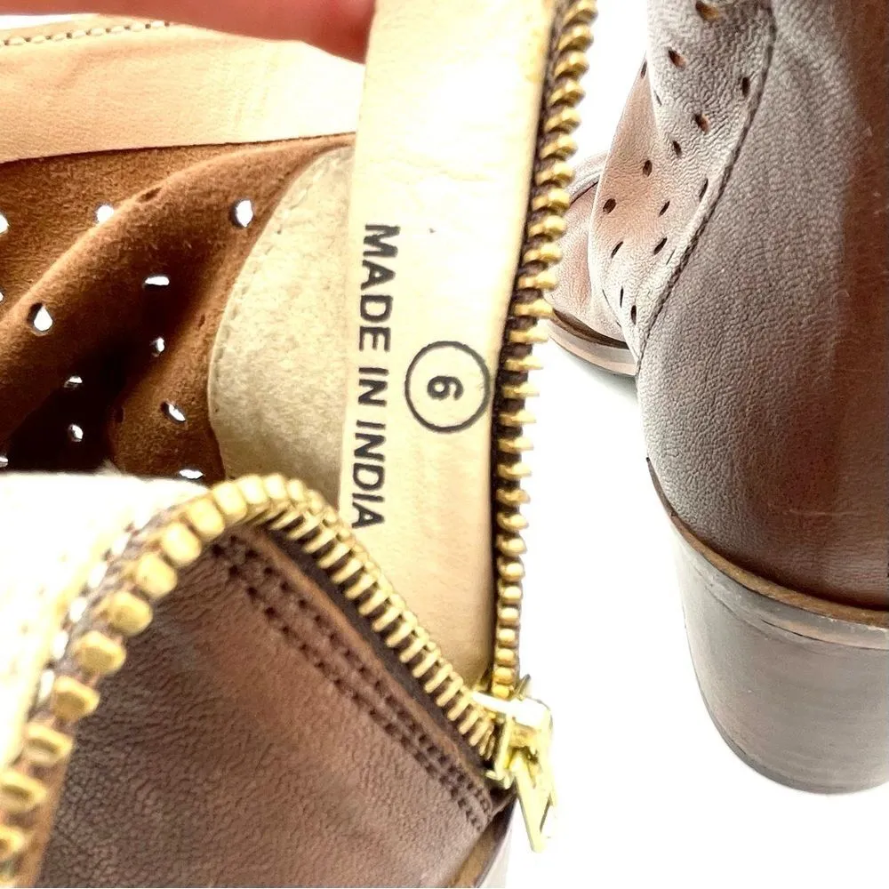 Journee Collection Ulima Leather Block Heel Bootie Walnut Brown Women’s Size 6 - Image 12