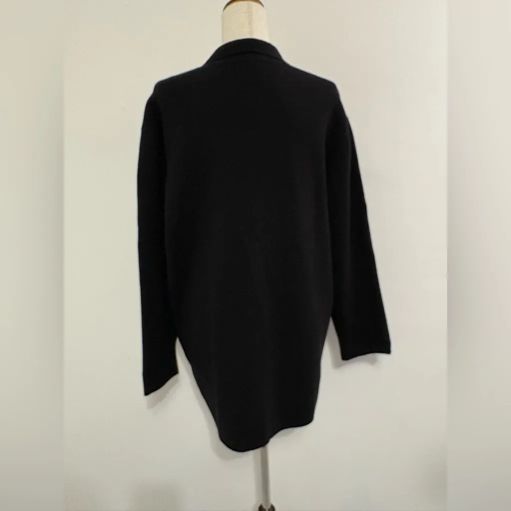 NWT Quince Eco-Knit Milano Stitch Oversized Shirt Jacket Black Sz M - Image 4