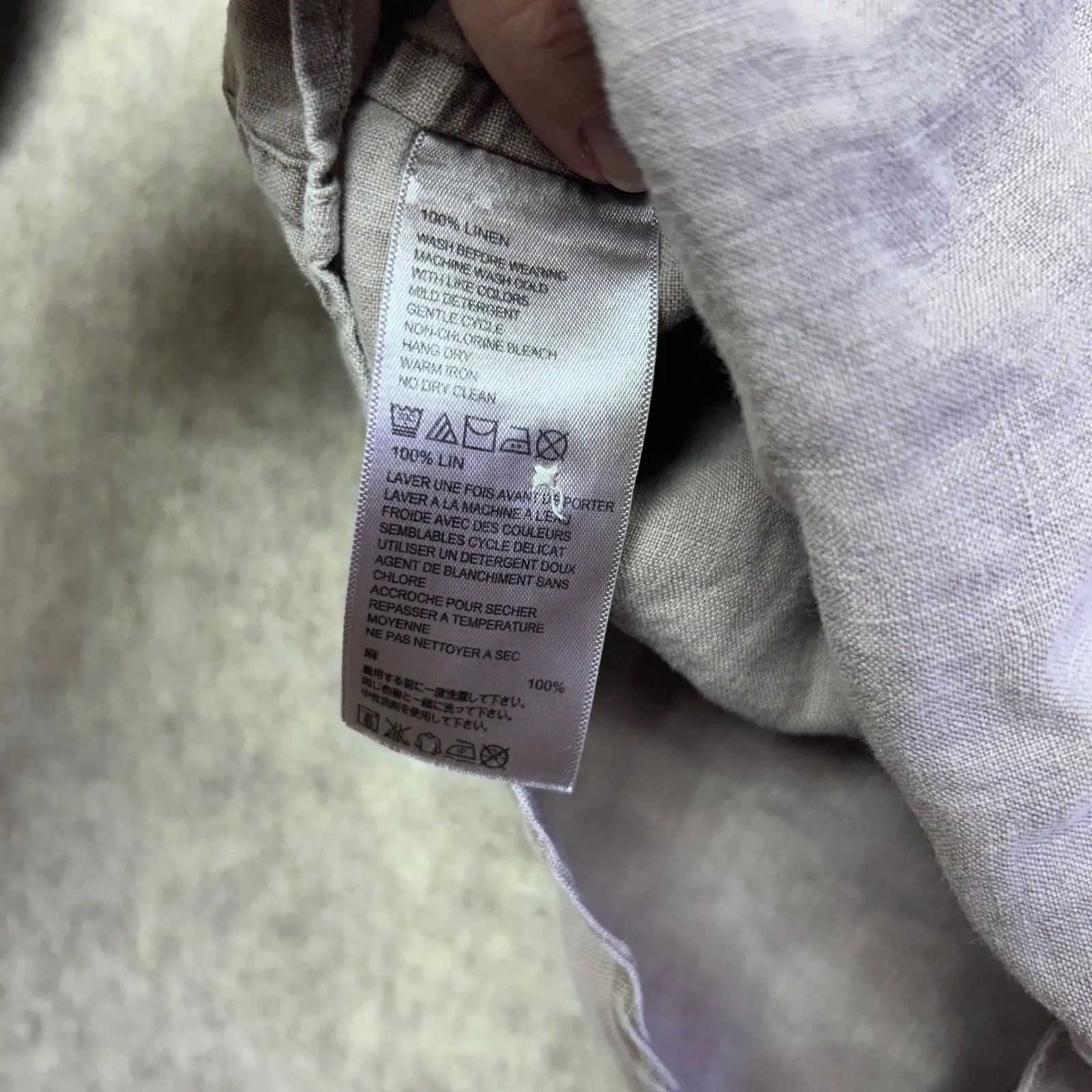 Tommy Bahama Linen Casual Button Down Shirt Gray Brown Size S Roll Tab Sleeve - Image 7