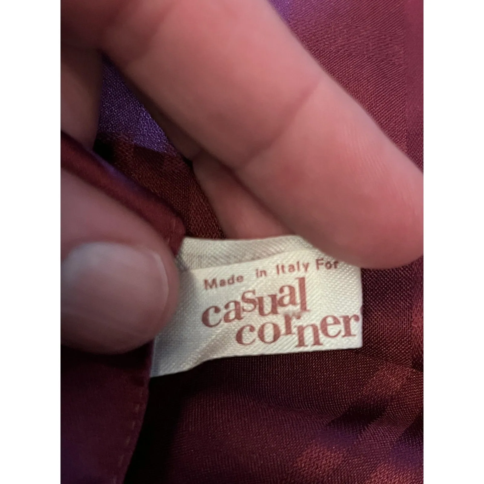 Casual Corner Scarf Womens Burgundy Made In Italy Polyester Oblong Wrap Shawl Red - Image 4