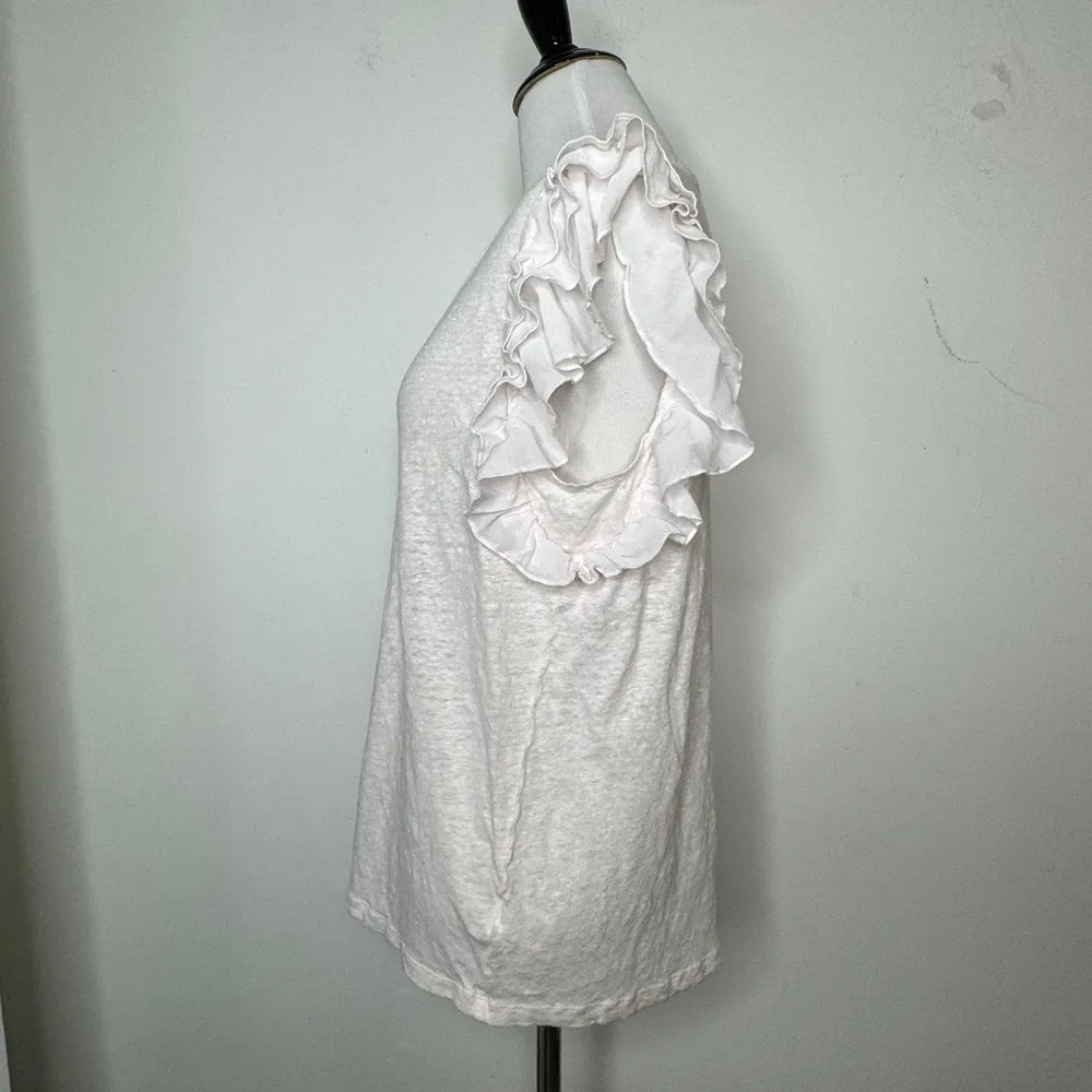 Young, Fabulous & Broke Ruffle Flutter Sleeve Linen Tee - Image 3