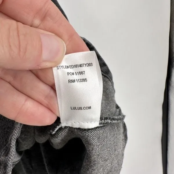 Lulus Corra Denim Mini Dress S Washed Black Button Front Jean Jumper Square Neck - Image 10