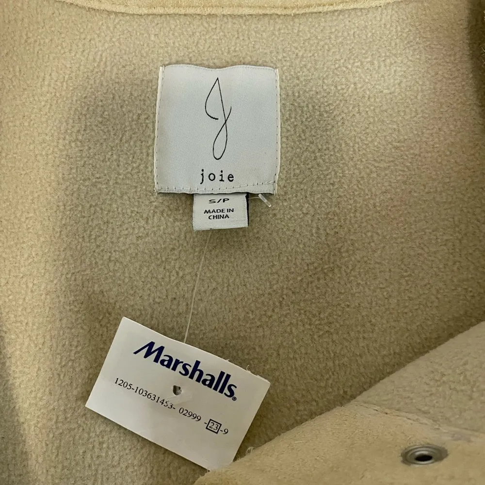 Joie  Collarless Teddy Sherpa Snap Front Jacket Tan - Image 4