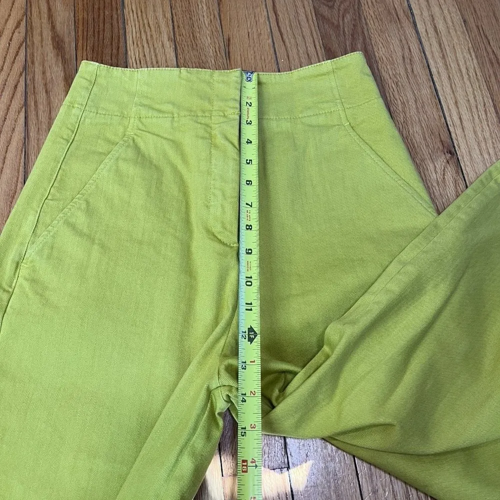 Tibi NWT High-waist Wide-leg Cropped Jeans In Mustard Yellow Size 2‎ - Image 12