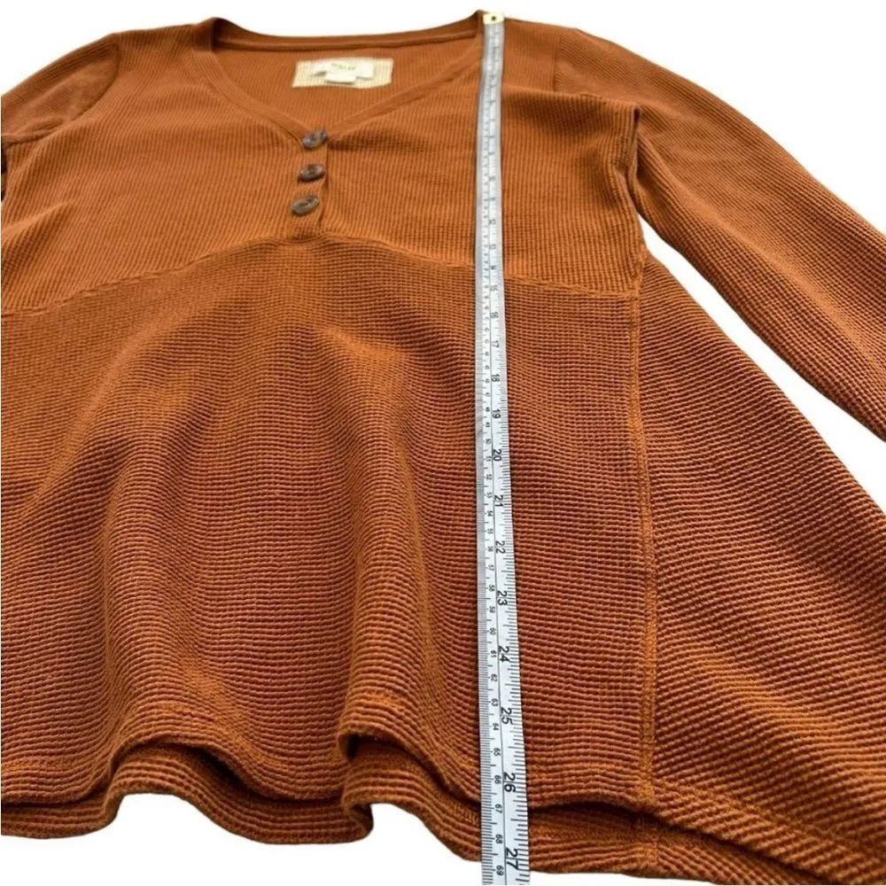 Maeve Anthropologie Eliza Henley Babydoll Tunic Thermal Shirt Burnt Orange Small - Image 13