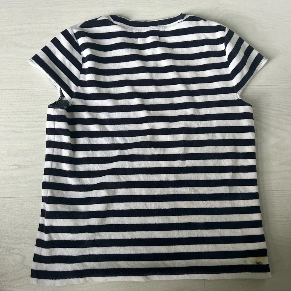 ‼️Madewell Velour Blue and White Striped Nautical Classic T-Shirt Size Small - Image 2