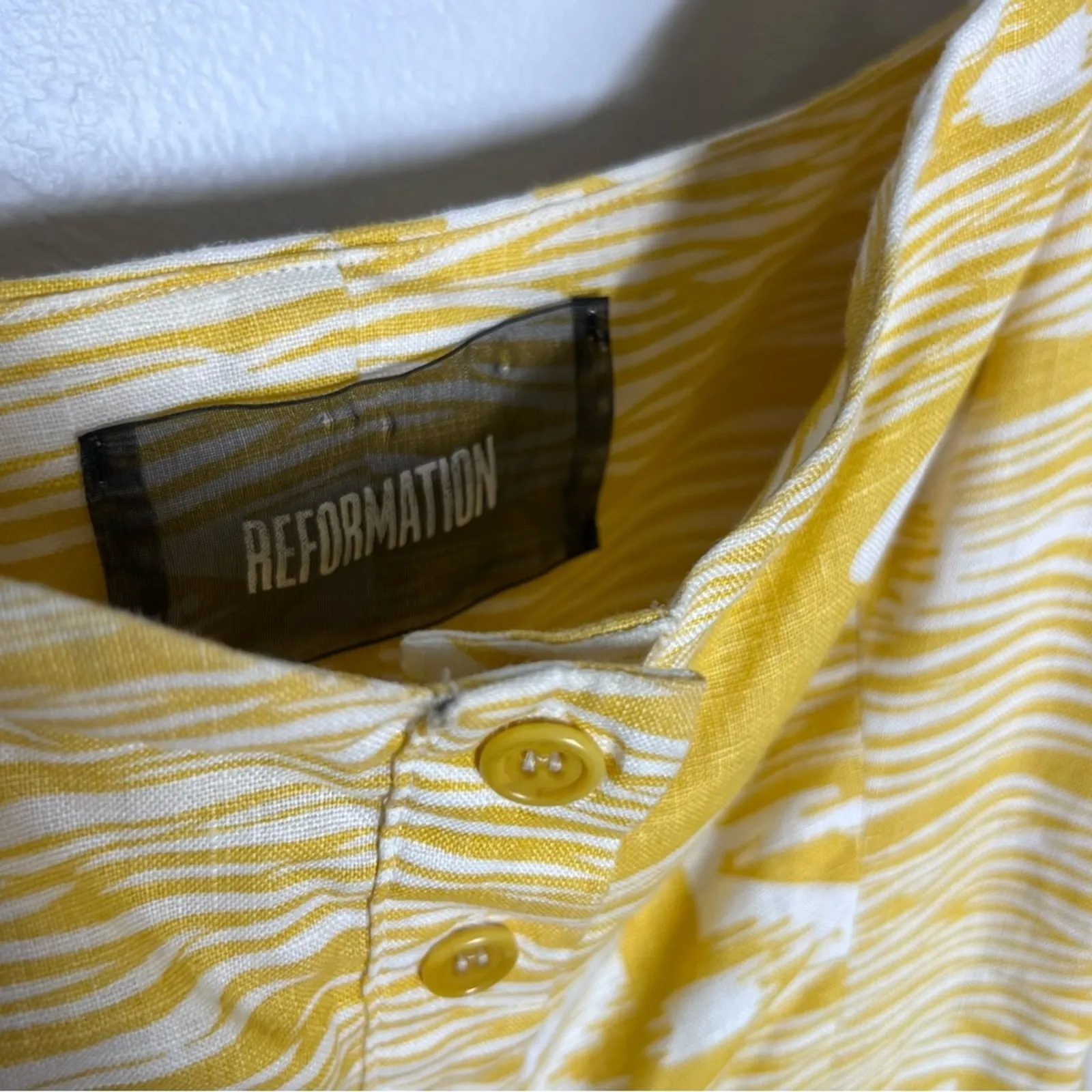 Reformation Canon Linen Midi Dress in Yellow Grain Sz 6 - Image 5