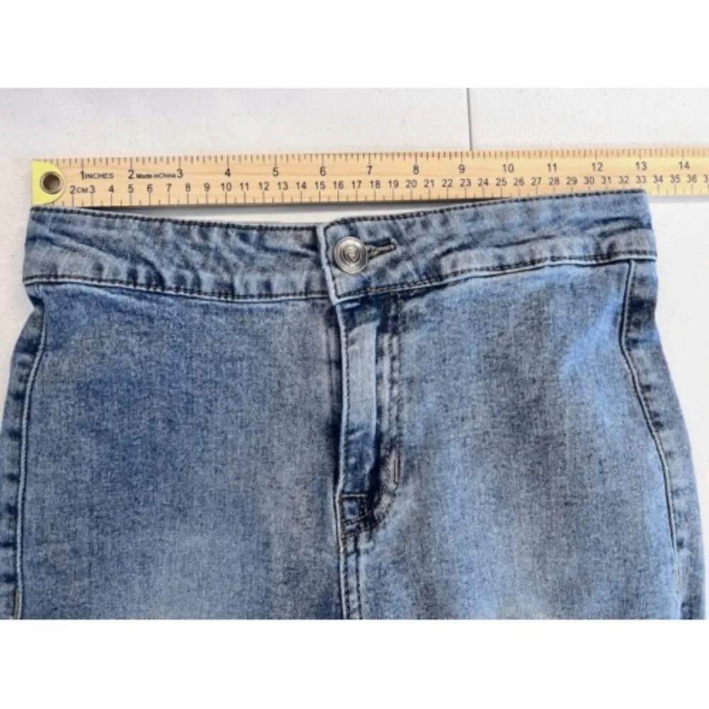 Rock & Roll Denim Bargain Button Bell Bottom Flare Jeans Size 27 X 34 Tall Rodeo Blue - Image 6