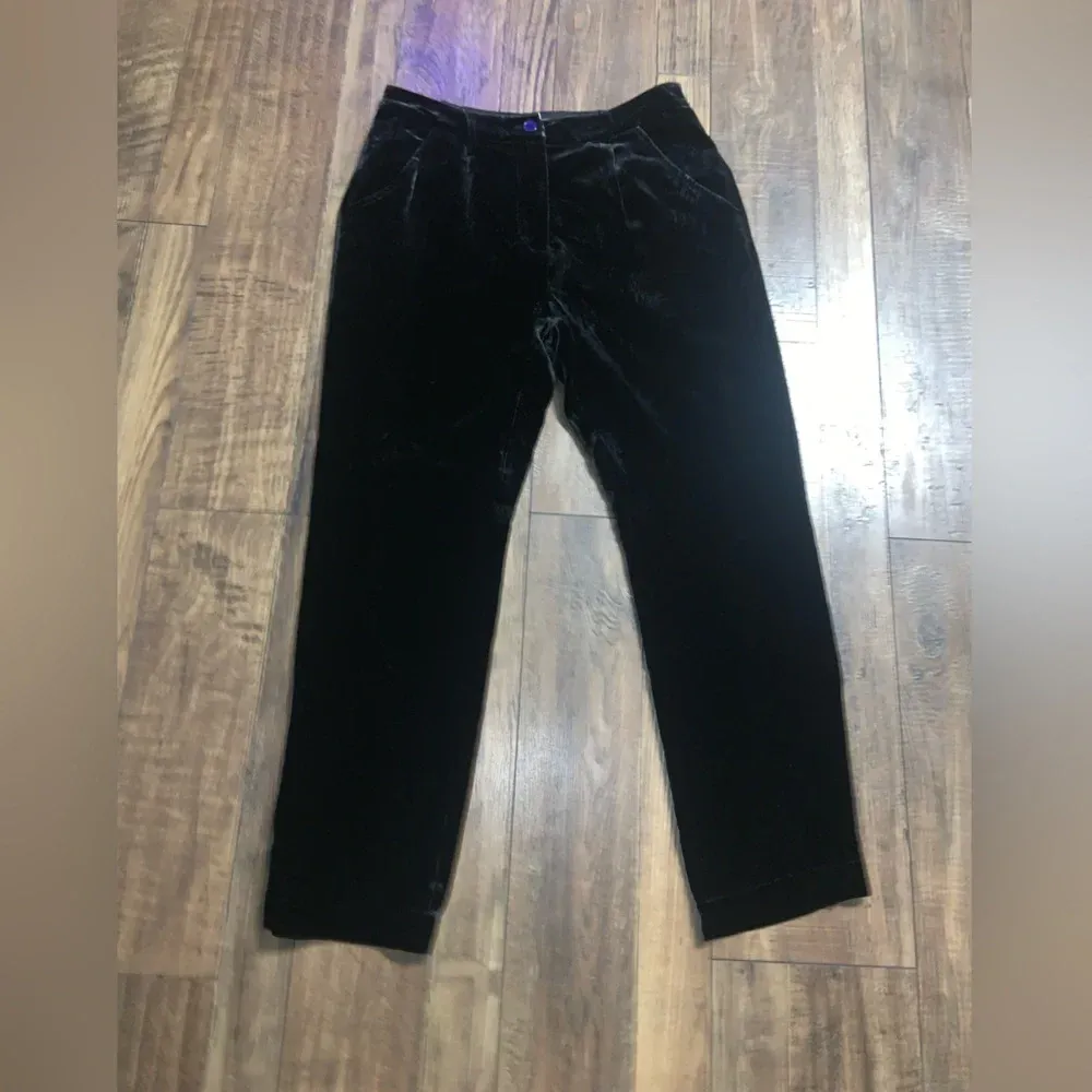 Garnet Hill velvet pleated black dress pants 4 evening fall casual  boho classic - Image 2