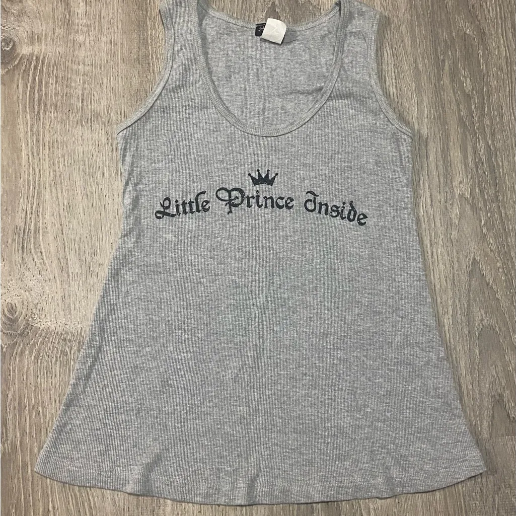 Julie’s Closet “Little Prince Inside” Maternity Tank Top Glitter Graphic | Small - Image 2