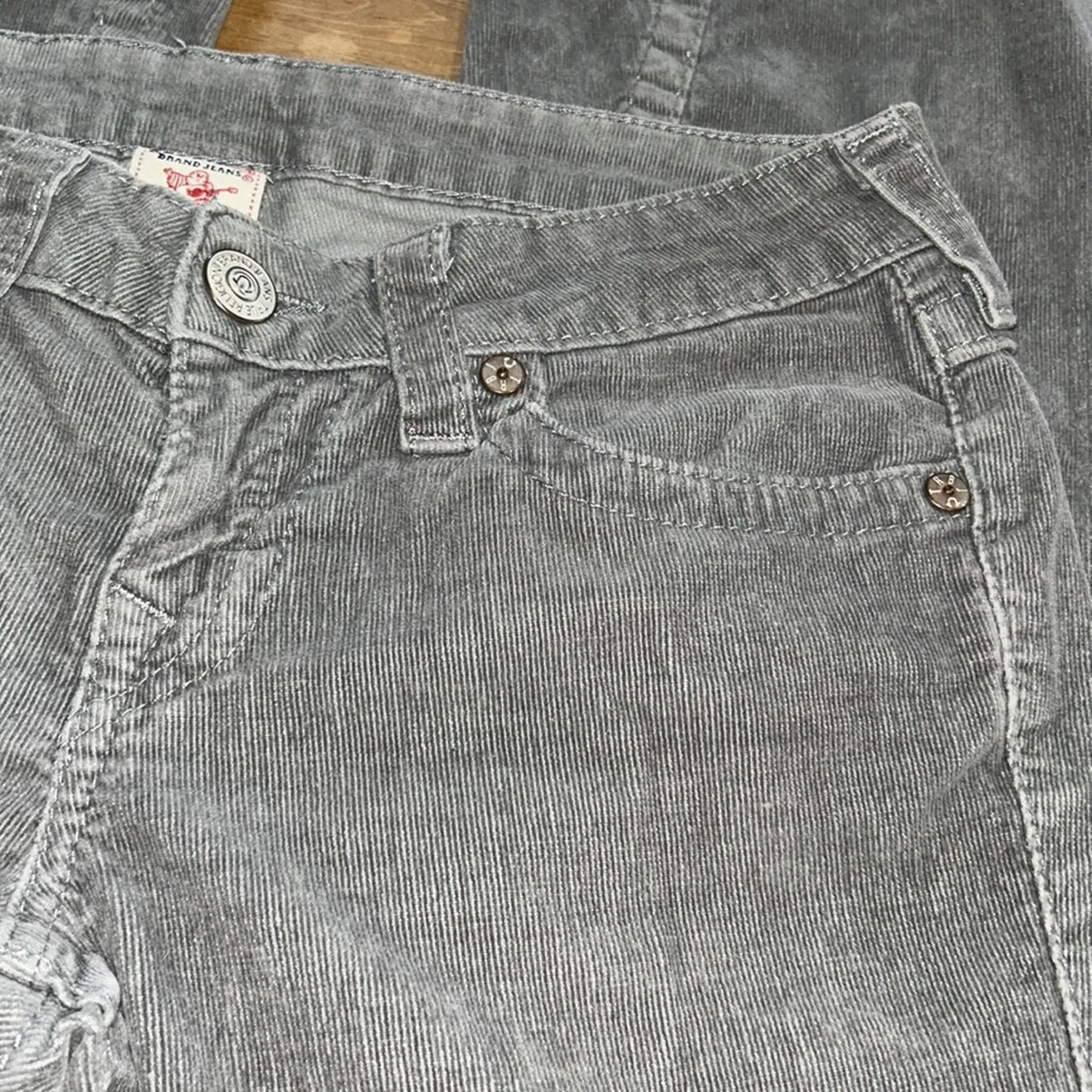 Woman’s True Religion Gray Corduroy , flare legs Pants Size 28 - Image 6