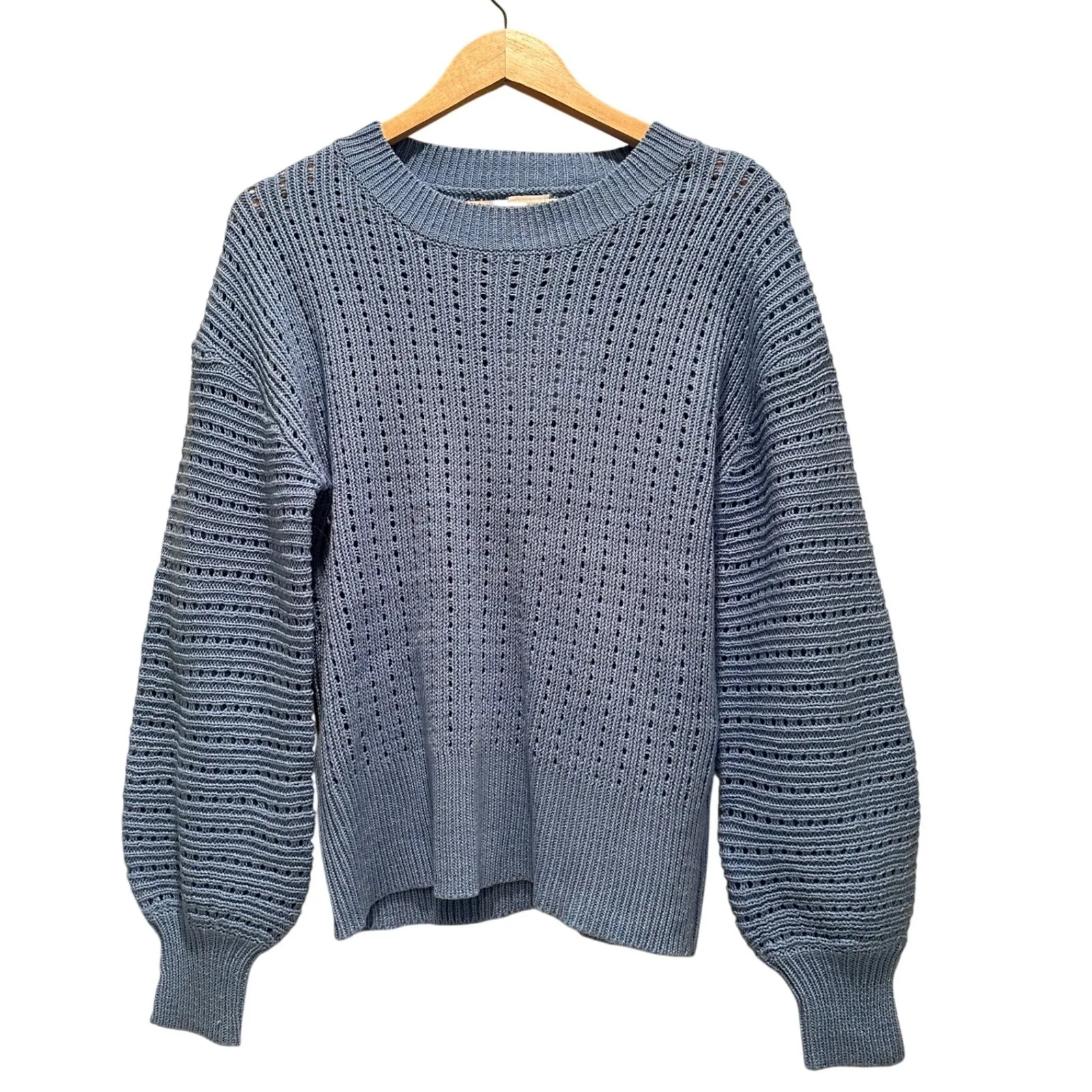 Princess Polly Blue Peachyo Sweater Oversized Balloon Sleeves Sheer Knit S/M NWT - Image 2