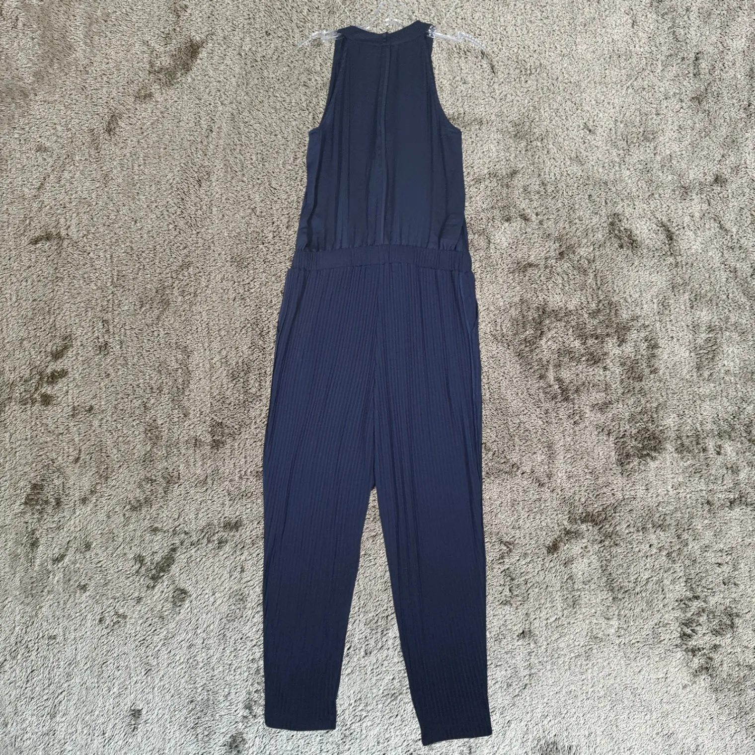 Saturday Sunday Anthropologie Jumpsuit‎ Women's S Navy Blue Sleeveless Tie Waist - Image 3