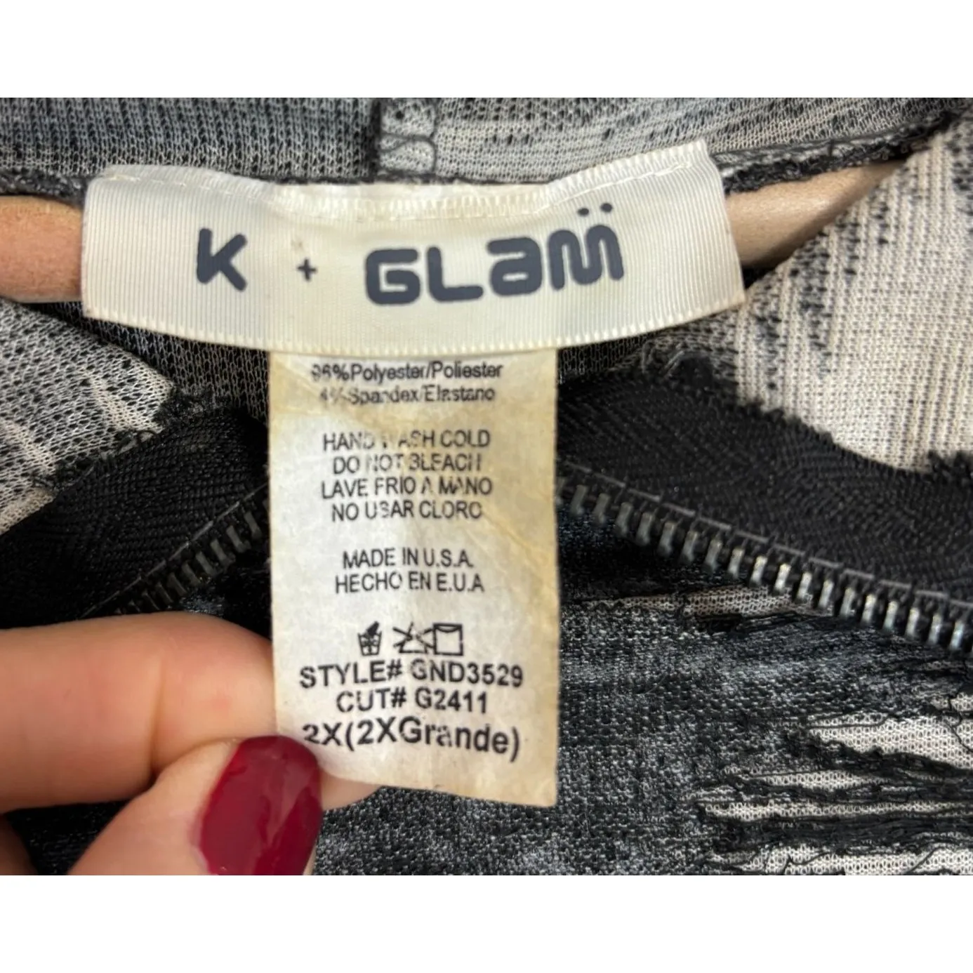 Distressed Gray Black Hoodie Quarter Zip Wide Sleeve Grunge Punk Plus Sz 2X - Image 4