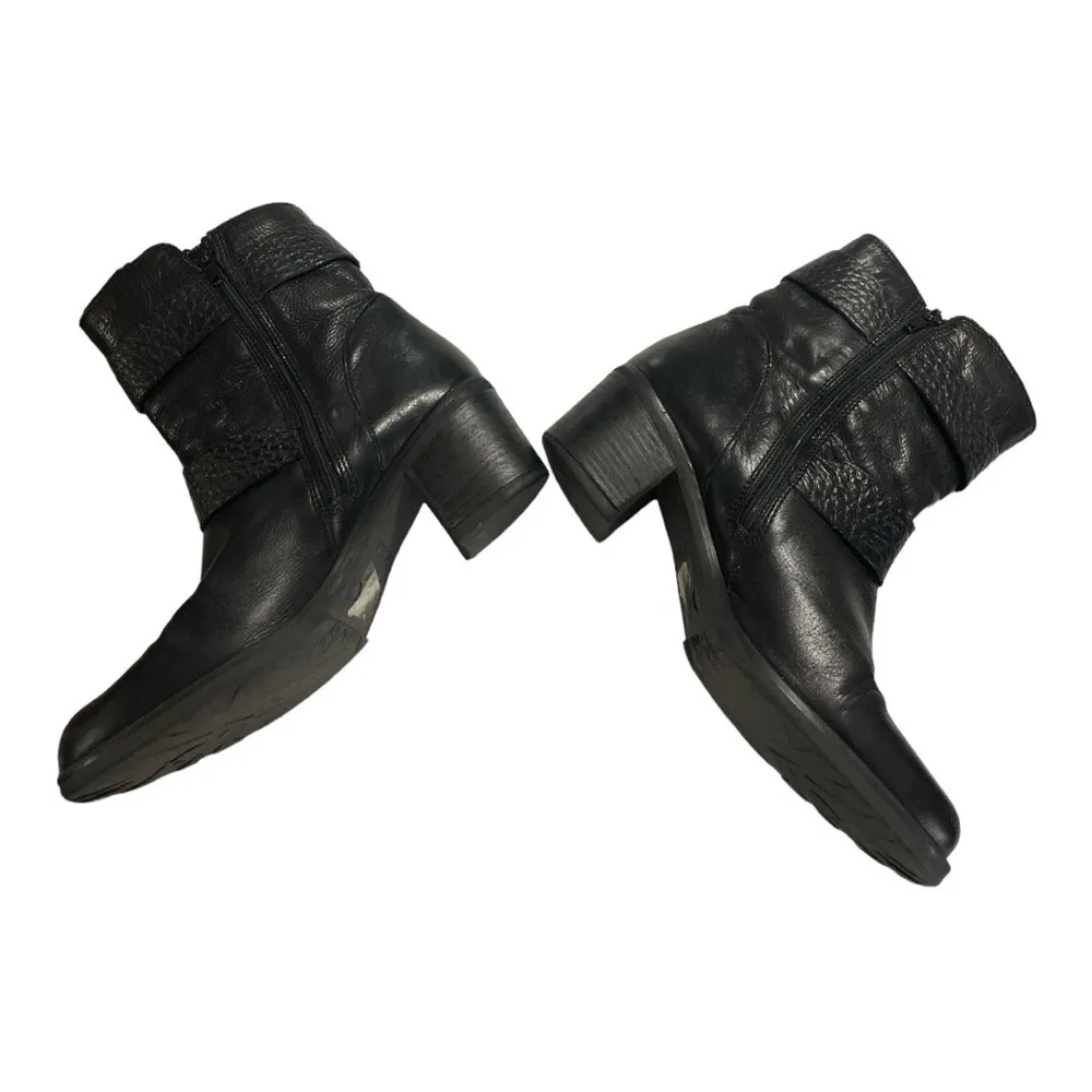 Clarks Artisan Boots Womens 8 M Ferwood Lake Motorcycle Ankle Heels Zip Black - Image 8