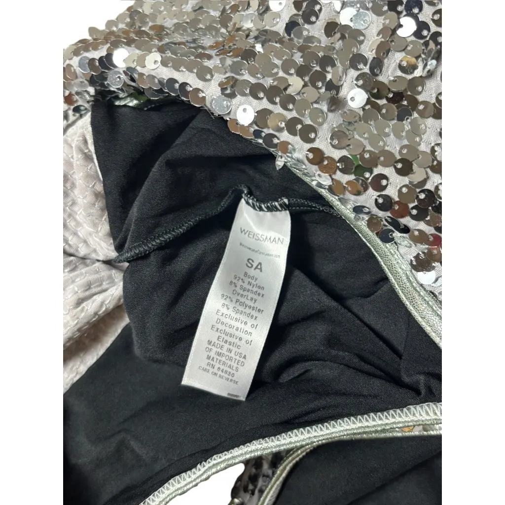 Weissman Women's Silver Leotard Silver Sequin Short Dress Size undefined - Image 5