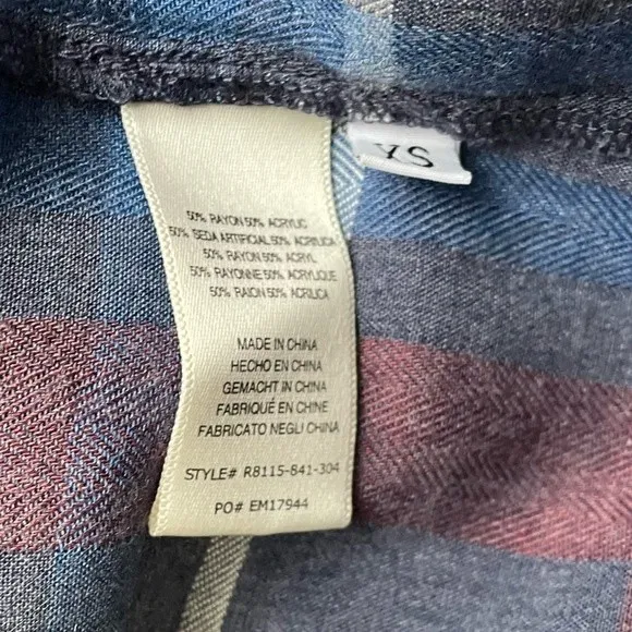 Anthropologie Cloth & Stone Dress Blue Plaid Ruffled Shirt Dress Size XS Western - Image 11