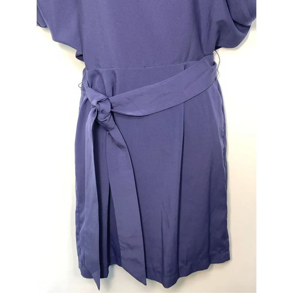 C. Luce Short Cold Shoulder Tie Waist Cut Out Back Mini Dress Blue Size Small - Image 5