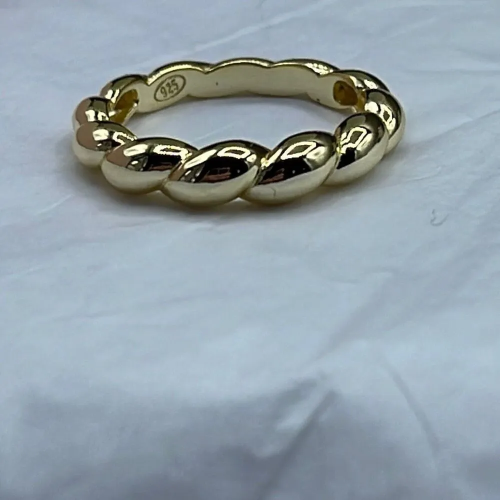 Twisted rope look 14K GP sterling silver ring. New. Gold Size 8 - Image 2
