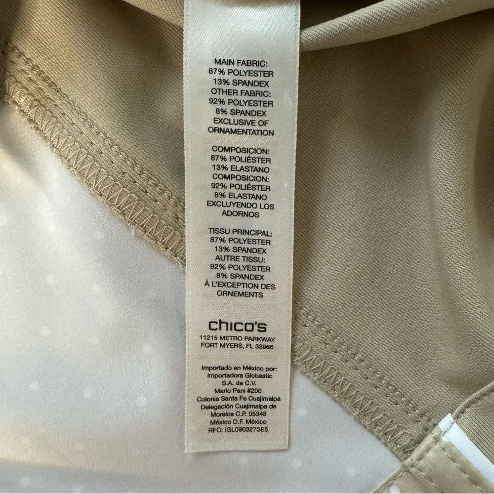 NWT Chicos Size 1 Zenergy Golf Beige White Dot-Print Polo Vest Full Zip UV Block - Image 6