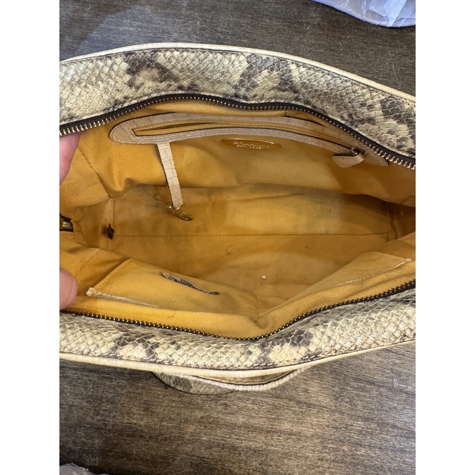 Brahmin Small Caroline satchel bag in a textured canvas Snakeskin Embossed - Image 13