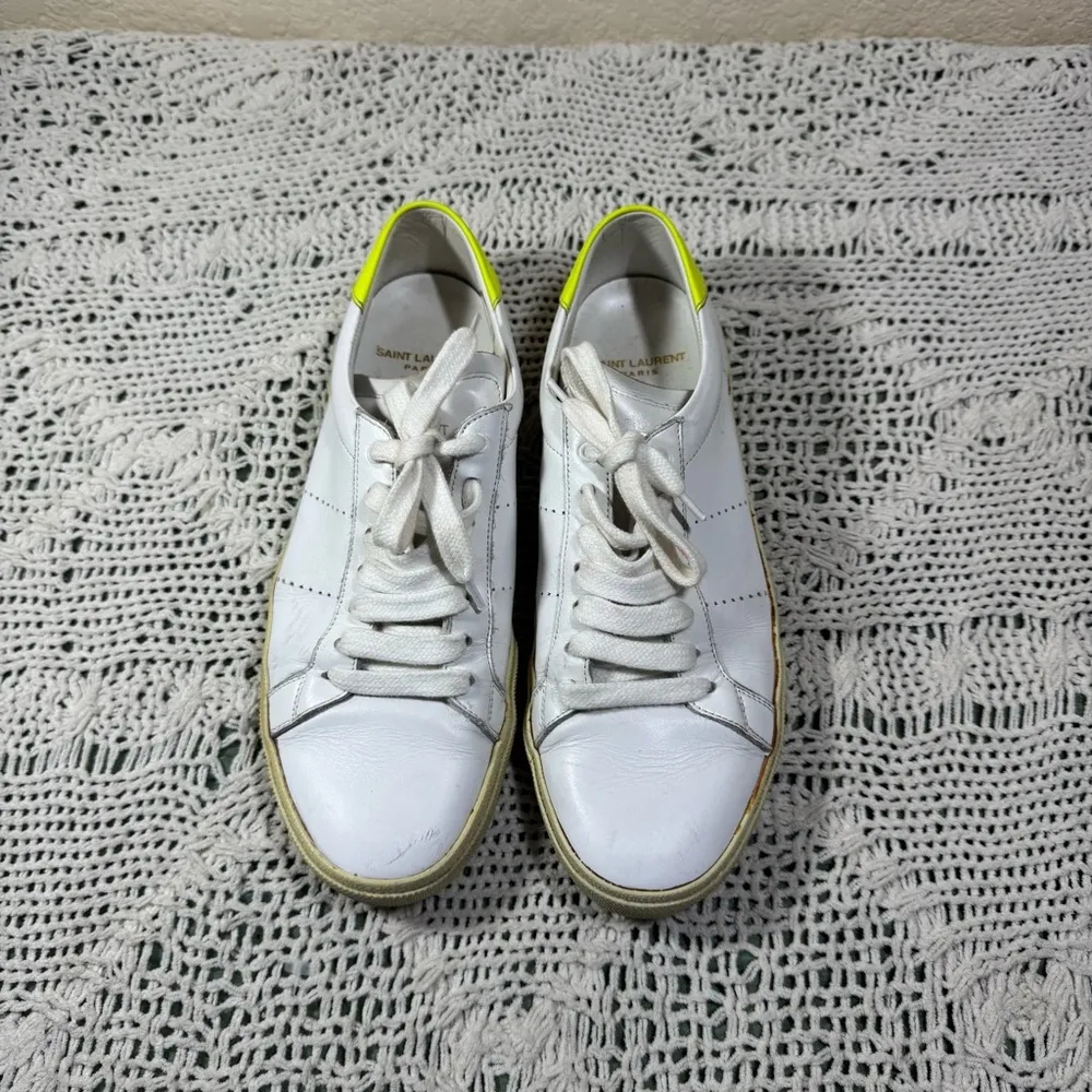 Saint Laurent Court Classic Leather Sneakers Size 38 1/2 - Image 2