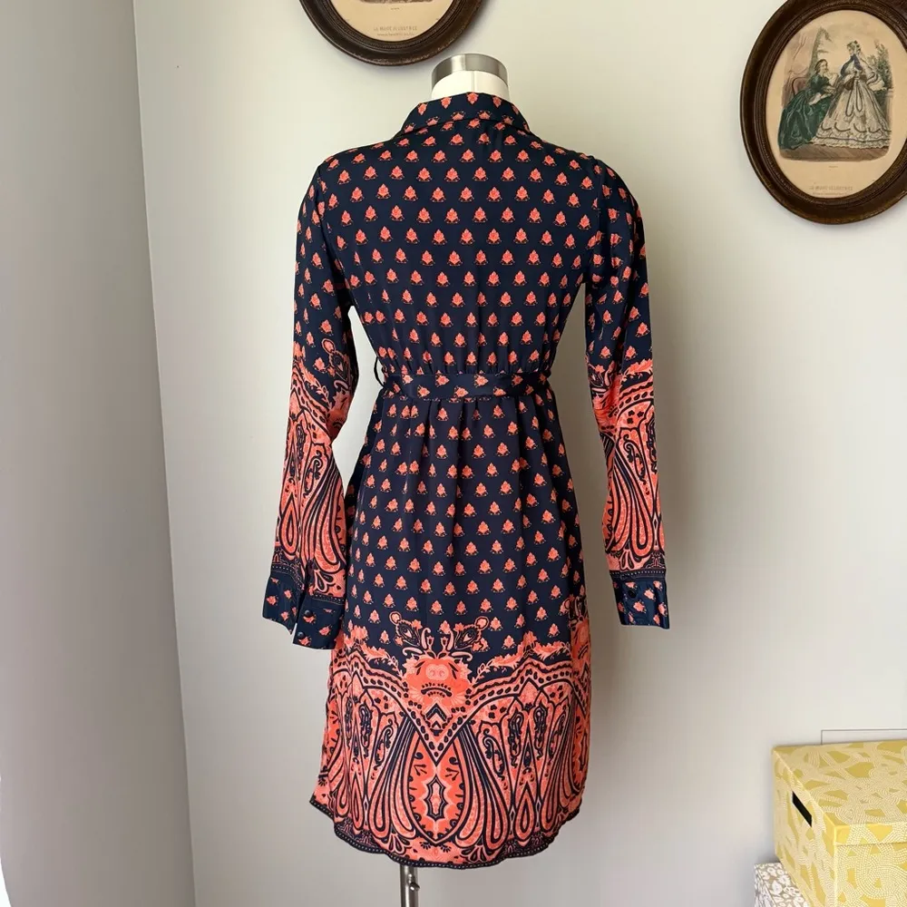 Empire waist indigo & red dress - Image 5