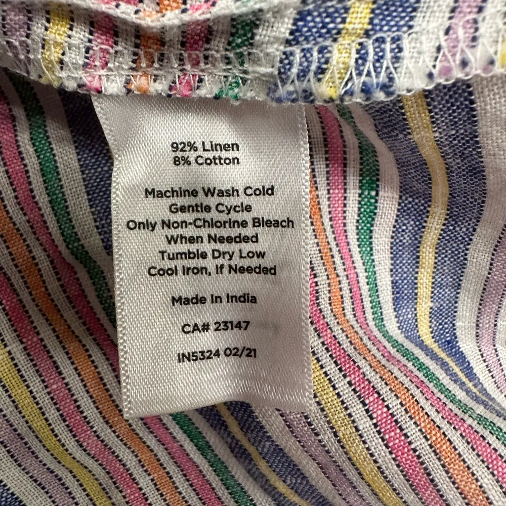 Talbots Striped Linen Blend A-line Midi Skirt Women’s Sz 16 Preppy - Image 8