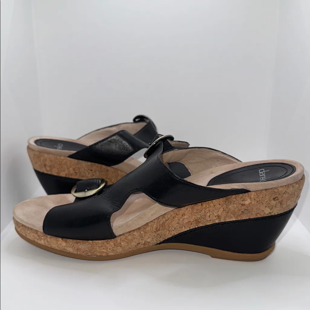 Dansko Carla Wedge Sandals w Buckles Black Leather Women’s EU 41 US 10.5-11 - Image 7