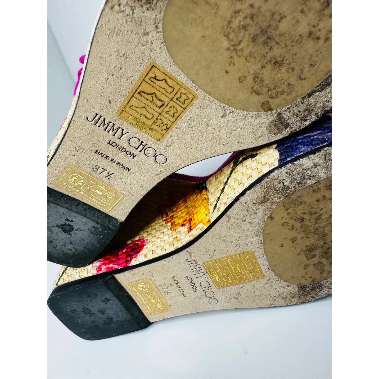 Jimmy Choo Mirabelle Suede Floral Sandals wedge Flower-Trim Slide fuchsia 37.5 - Image 4