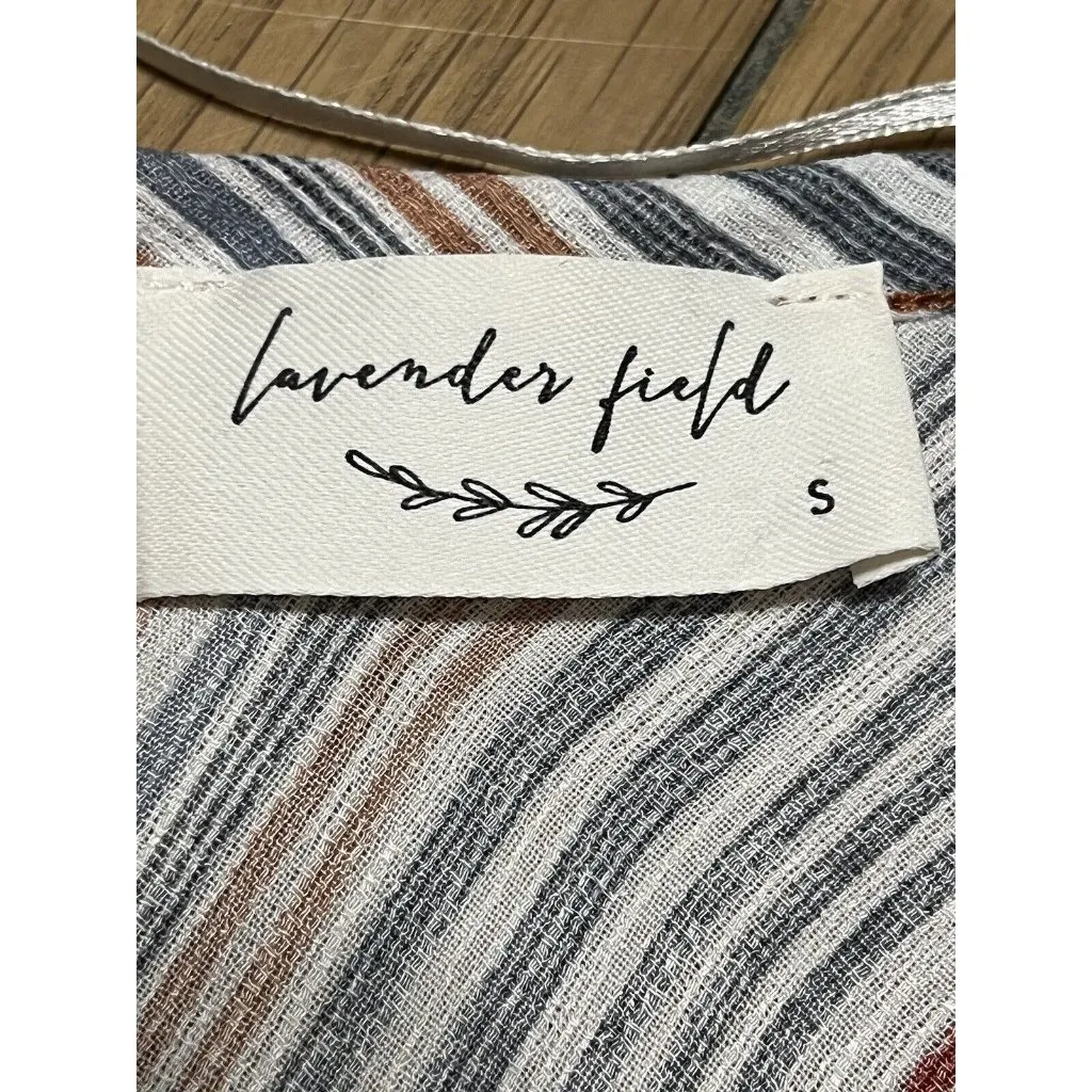 Lavender Field Boho Shirt Size Small Peasant Preppy Party Vacation Concert - Image 3