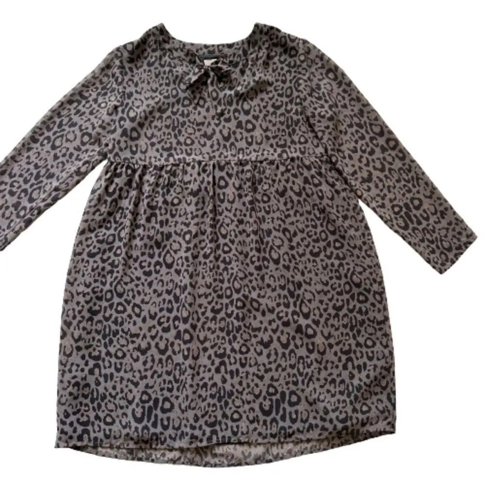 Loft Outlet Dress Gray Black Leopard Animal Print Long Sleeve Mini Dress Size XS - Image 8