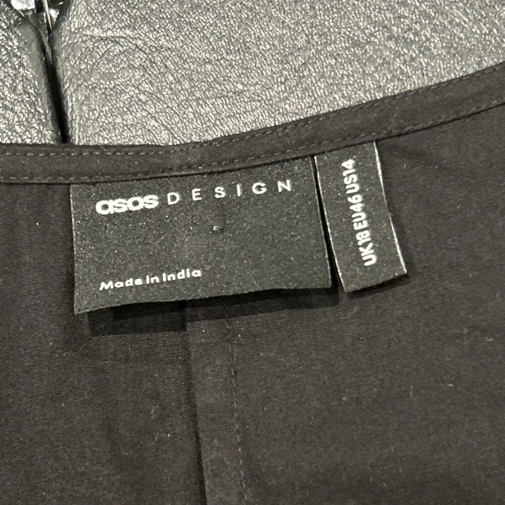 Asos Dress Womens 14 Black Floral Embroidered Mini Tunic Pink Red Tiered - Image 4