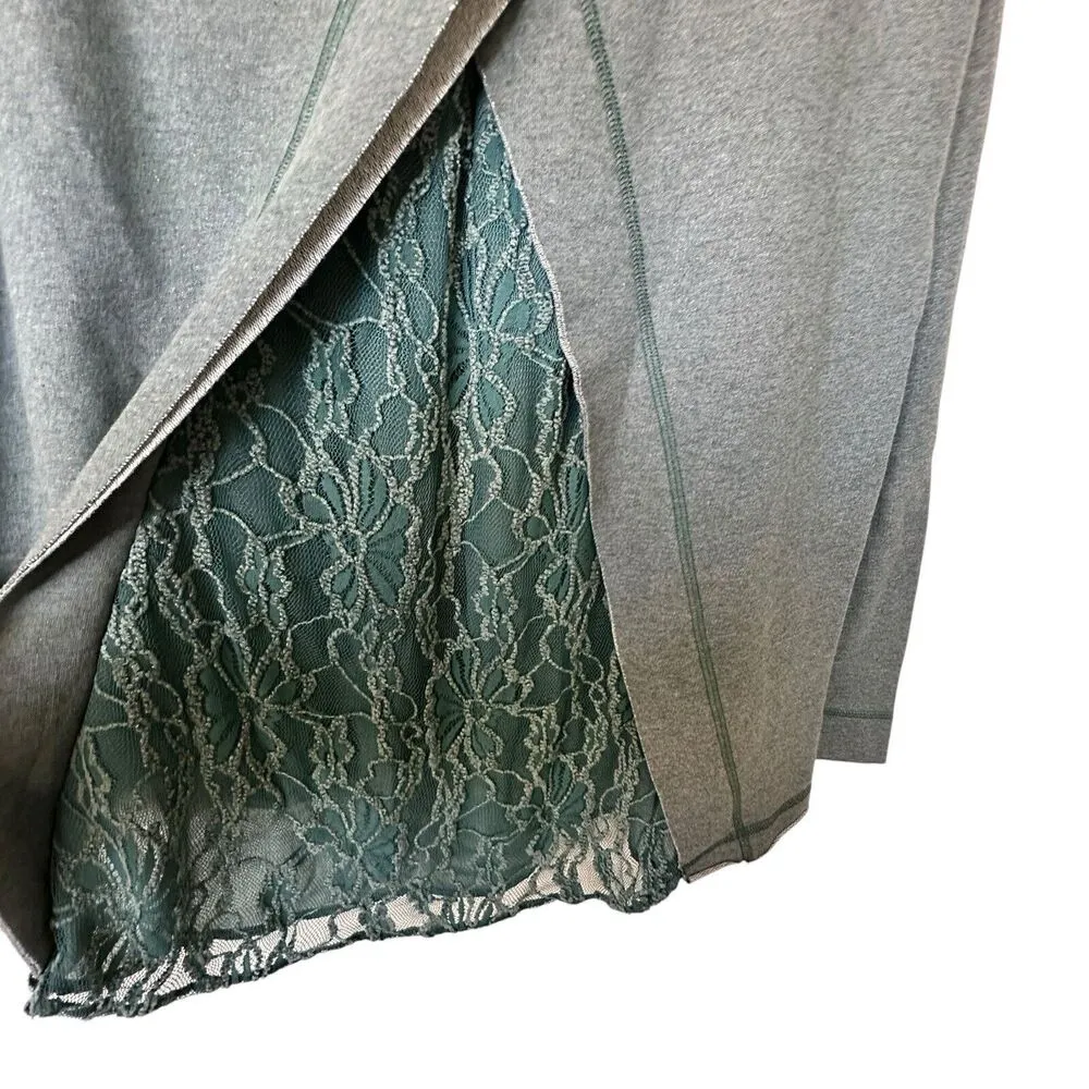 Sundance Sweatshirt Women's XS Teal Blue Green Split Back Lace Detail - Image 7