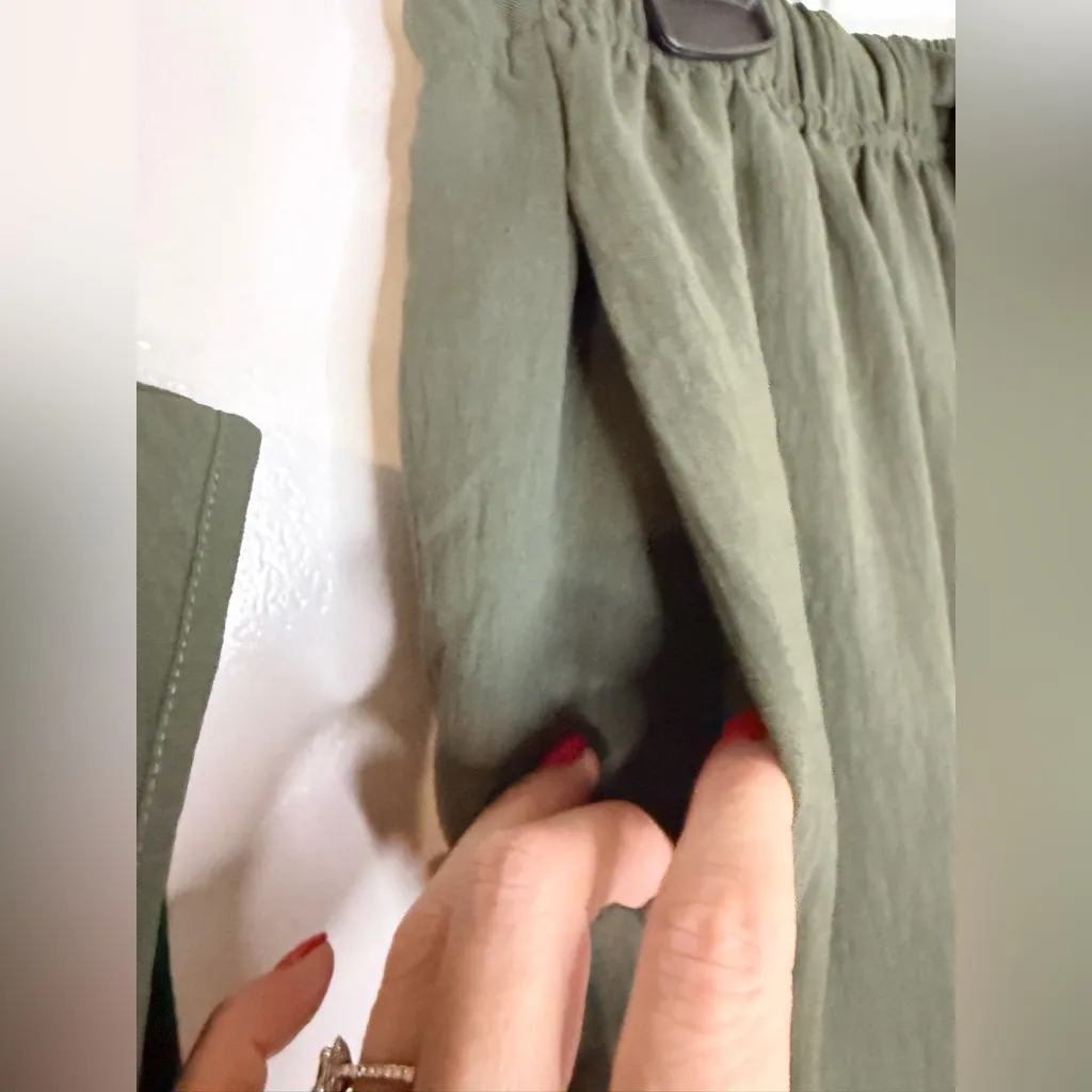 Ekouaer 2pc Lounge Set Womens M Olive Green Top & Wide Leg Pants NWT - Image 5