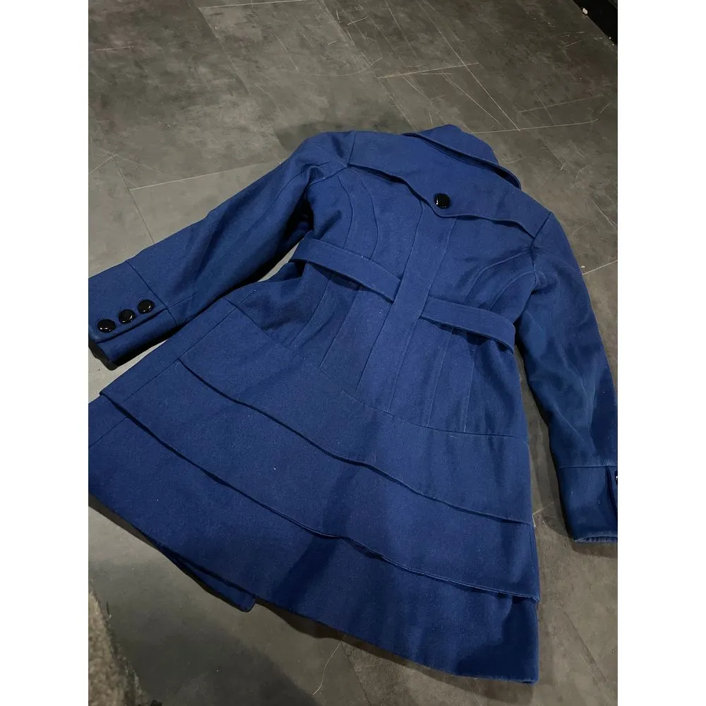 Worthington Royal Blue‎ Double-Breasted Trench Coat Elegant Outerwear D-13 - Image 4
