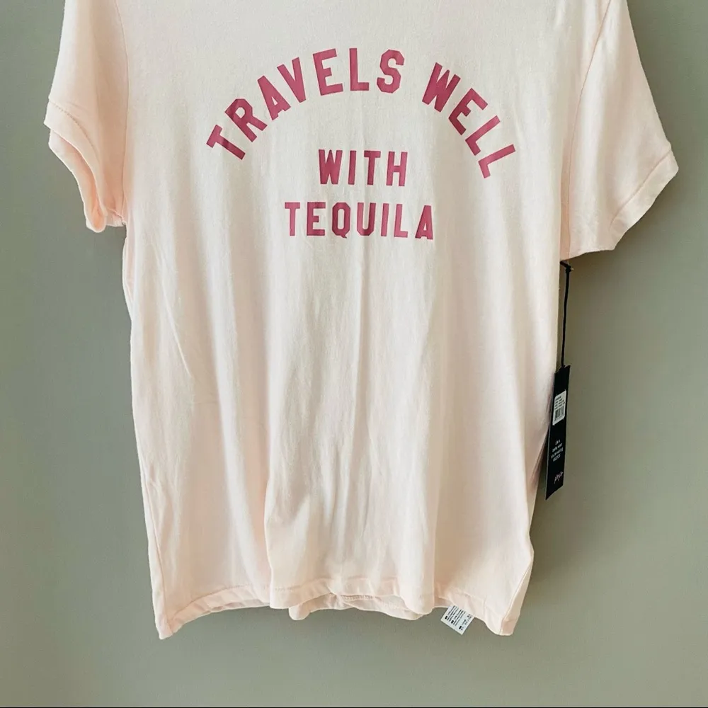 Wildfox 'Travels well With Tequila' Tee Shirt Pink Sz XS - Image 9