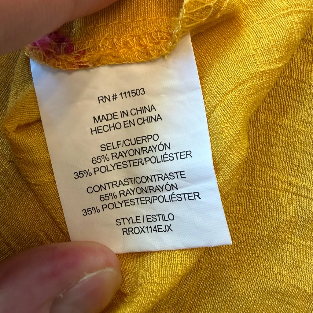 Fig and Flower Embroidered Yellow Floral Button Down Shirt Size 2X Plus Size - Image 7