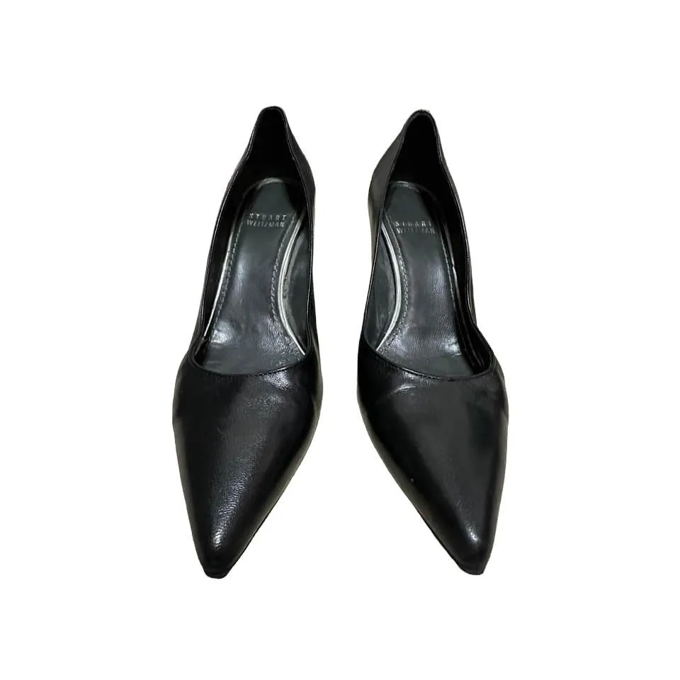 Stuart Weitzman Women's Pointed Toe Slip On Black Pump Heels‎ Size 6 - Image 5