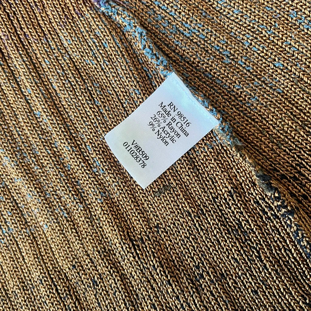 COLDWATER CREEK Brown Orange Rayon Stripe Button Cardigan Sweater Women’s Medium - Image 15