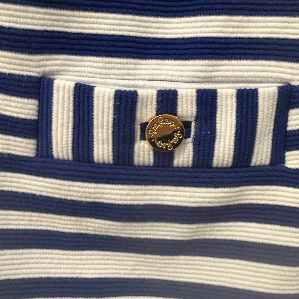 Lily Pulitzer Layton Shift Dress Blue White Stripes stretch size XS - Image 3