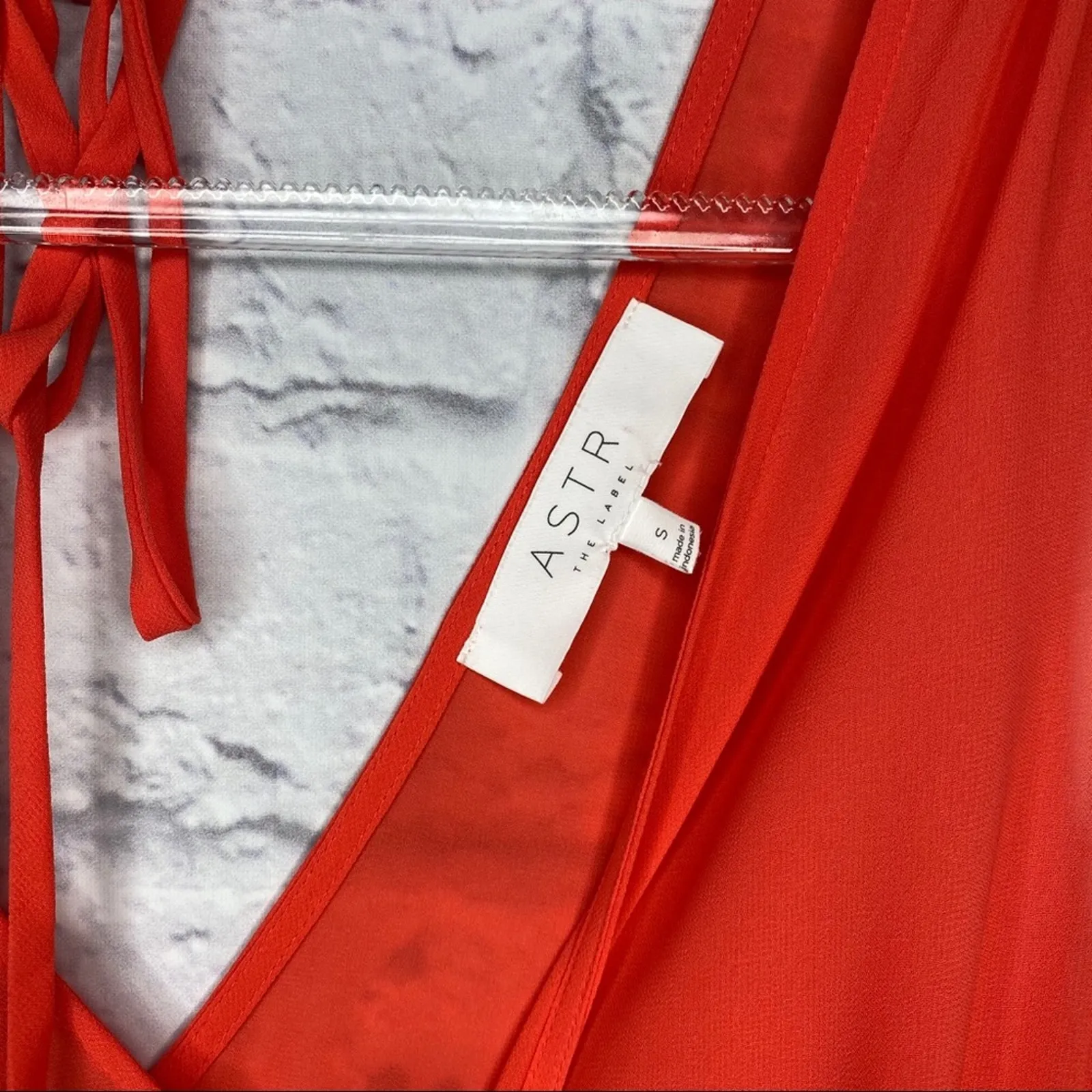 Revolve ASTR The Label Coral Red V-Neck Surplice Romper Small - Image 5