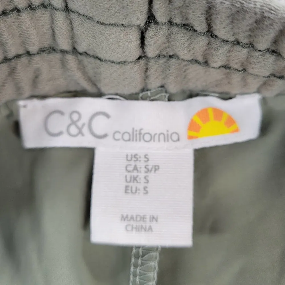 C&C California Womens Skort Sz S Sage Green Drawstring Zip Pockets Elastic Waist - Image 6