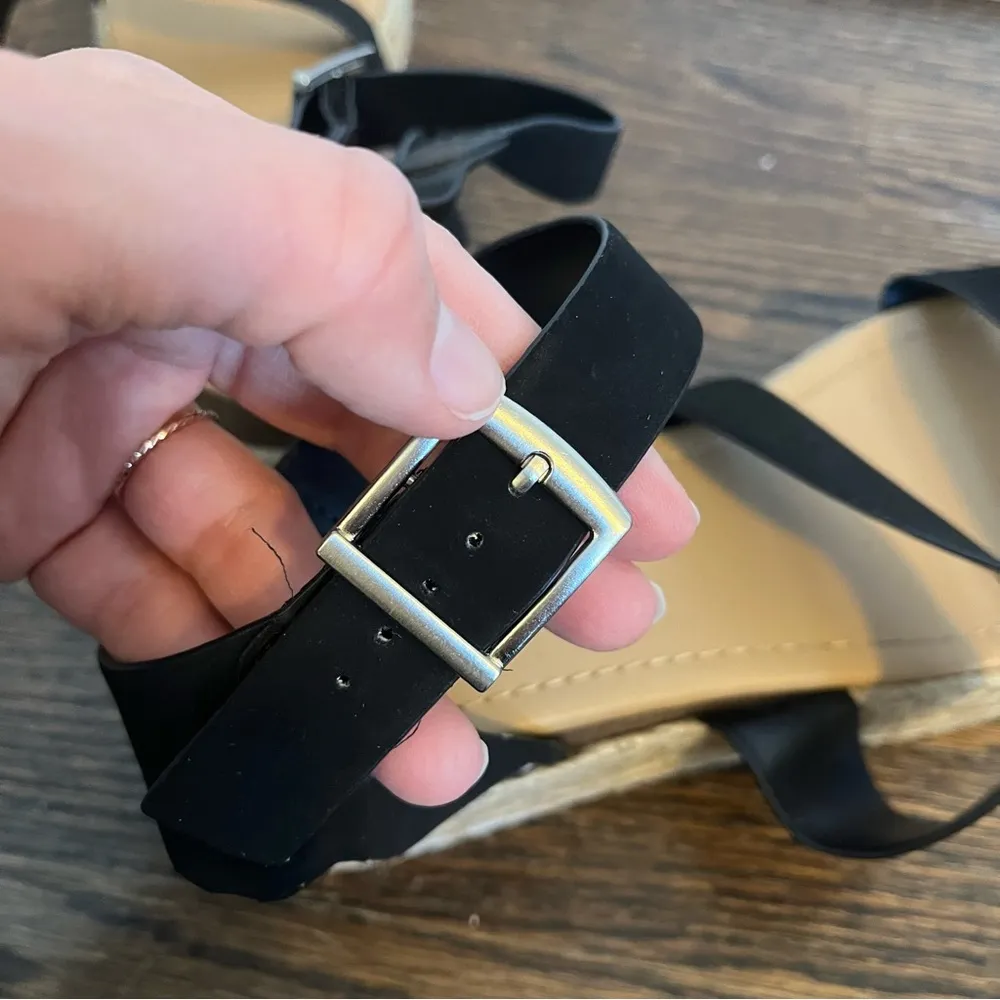 Soda black tan espadrille platform sandal women’s size 9 strappy ankle buckle - Image 5