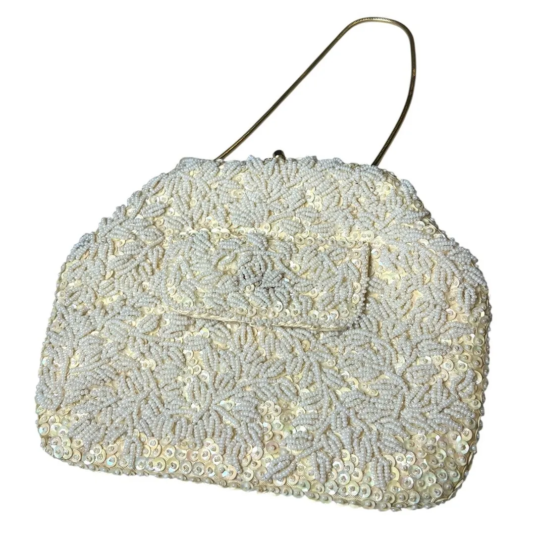 Vintage 1960s bag purse beaded sequined clutch La Regale Fairy Wedding Victorian - Image 7
