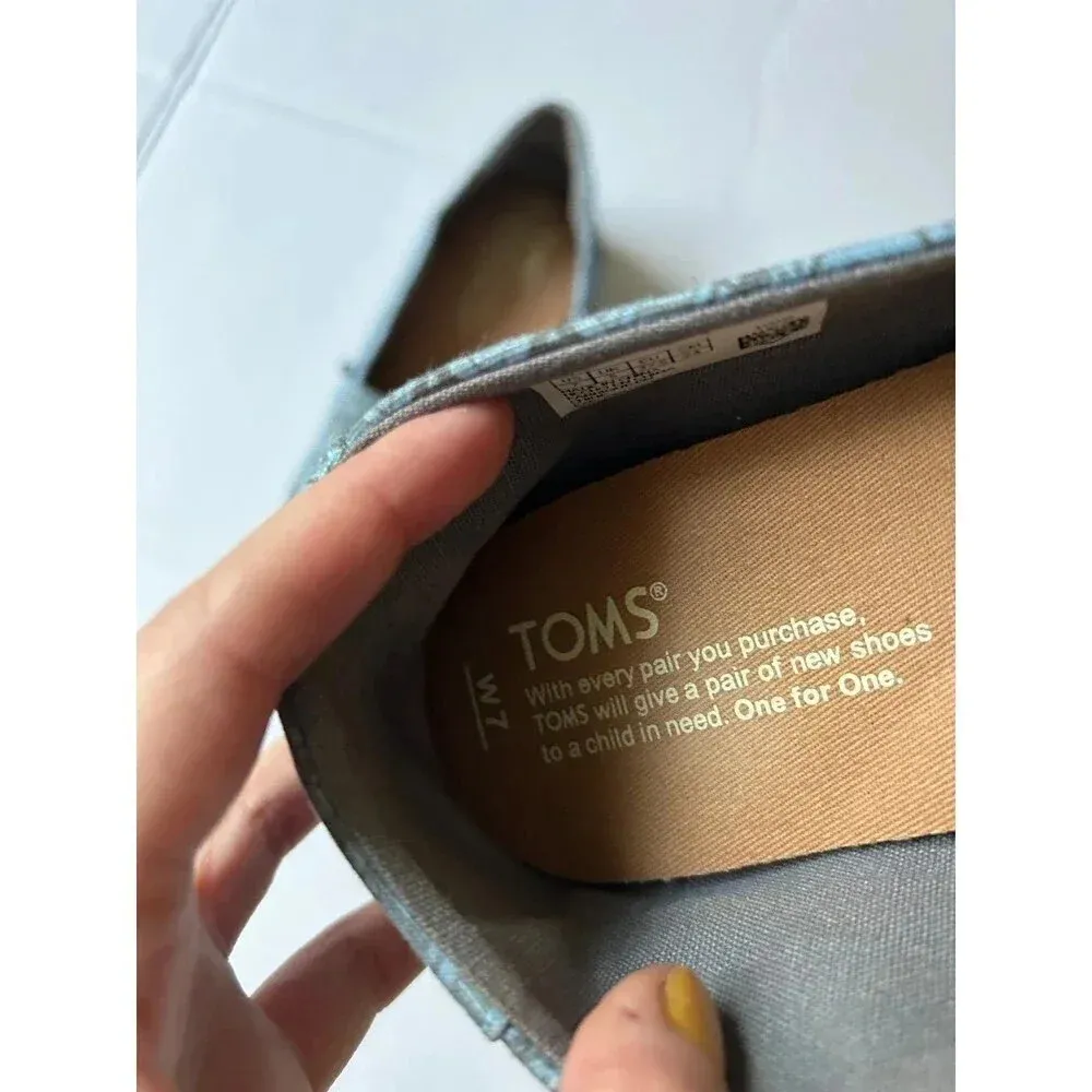 Women’s Flat slip on shoes W7 Blue with Ethnic Print - Image 4