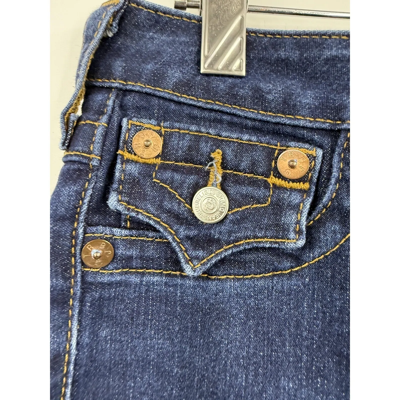 True Religion Mid Rise‎ Jeans Womens 28 Blue Legging Flap Pockets Made in USA - Image 5